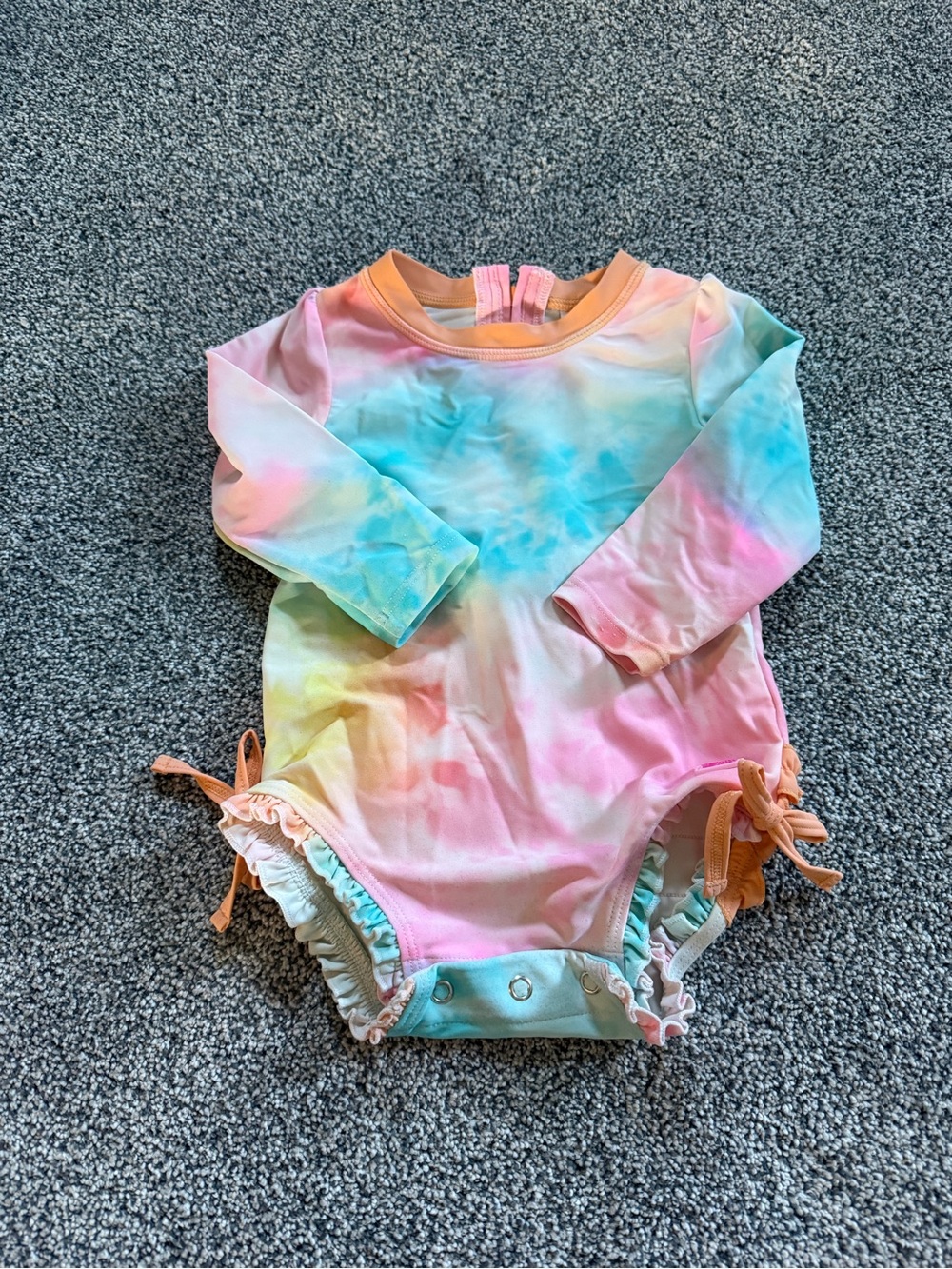 Ruffle Butts Pastel Tie-Dye Long Sleeve One-Piece Swimsuit